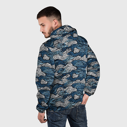 Мужская ветровка Морские волны паттерн / 3D-Черный – фото 4