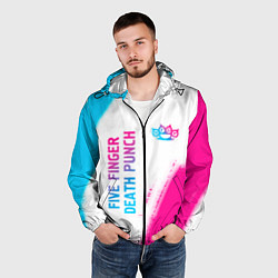 Ветровка с капюшоном мужская Five Finger Death Punch neon gradient style: надпи, цвет: 3D-черный — фото 2