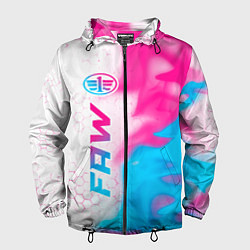 Ветровка с капюшоном мужская FAW neon gradient style: по-вертикали, цвет: 3D-черный