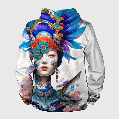 Мужская ветровка Japanese girl - irezumi - tattoo / 3D-Белый – фото 2