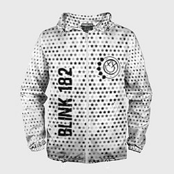 Ветровка с капюшоном мужская Blink 182 glitch на светлом фоне: надпись, символ, цвет: 3D-белый