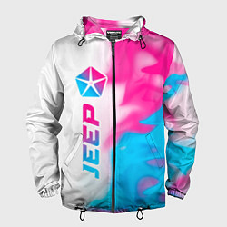 Ветровка с капюшоном мужская Jeep neon gradient style: по-вертикали, цвет: 3D-черный