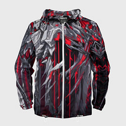 Ветровка с капюшоном мужская Красная демоническая кибер броня, цвет: 3D-белый