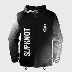 Ветровка с капюшоном мужская Slipknot glitch на темном фоне: надпись, символ, цвет: 3D-черный