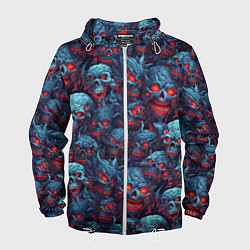 Ветровка с капюшоном мужская Monster skulls pattern, цвет: 3D-белый
