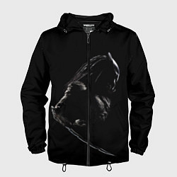 Ветровка с капюшоном мужская Хищник на черном фоне, цвет: 3D-черный