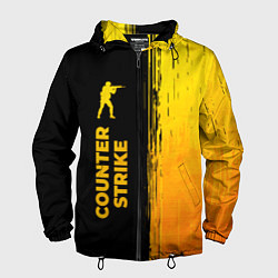 Ветровка с капюшоном мужская Counter Strike - gold gradient: по-вертикали, цвет: 3D-черный