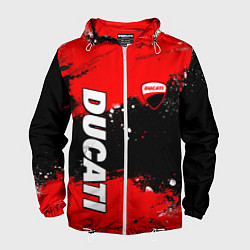 Ветровка с капюшоном мужская Ducati - красная униформа с красками, цвет: 3D-белый