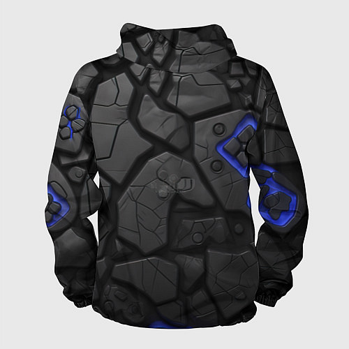 Мужская ветровка Черные плиты с синей вставкой / 3D-Черный – фото 2