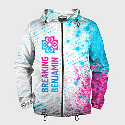 Ветровка с капюшоном мужская Breaking Benjamin neon gradient style: по-вертикал, цвет: 3D-черный