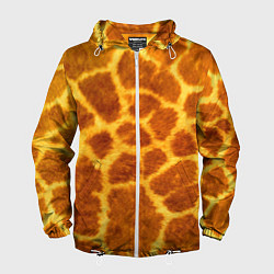 Ветровка с капюшоном мужская Шкура жирафа - текстура, цвет: 3D-белый
