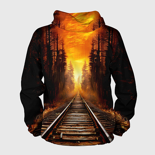 Мужская ветровка Железная дорога на закате / 3D-Белый – фото 2