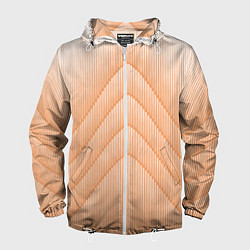 Ветровка с капюшоном мужская Полосатый оранжевый градиент, цвет: 3D-белый