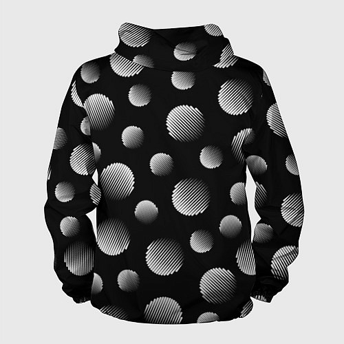 Мужская ветровка Шары в полоску на черном фоне / 3D-Черный – фото 2