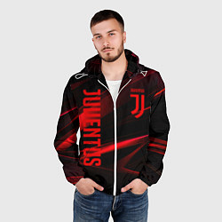 Ветровка с капюшоном мужская Juventus black red logo, цвет: 3D-белый — фото 2