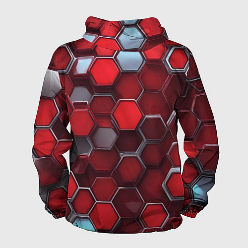 Мужская ветровка Cyber hexagon red / 3D-Белый – фото 2