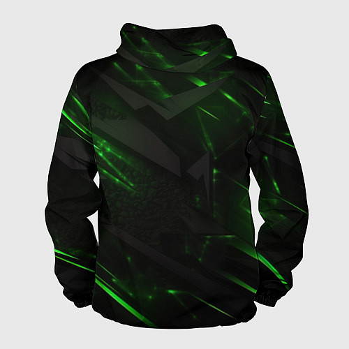 Мужская ветровка Dark black green abstract / 3D-Черный – фото 2