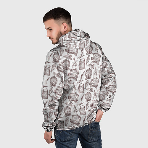 Мужская ветровка Паттерн с деревянной кружкой в стиле крафт / 3D-Черный – фото 4