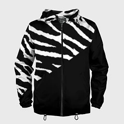 Ветровка с капюшоном мужская Полосы зебры с черным, цвет: 3D-черный