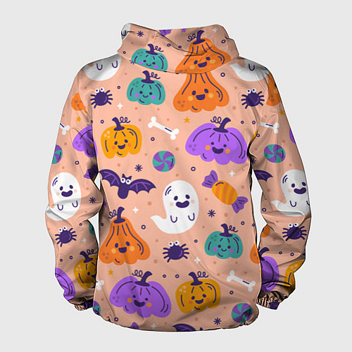Мужская ветровка Halloween - pumpkins and ghosts / 3D-Черный – фото 2