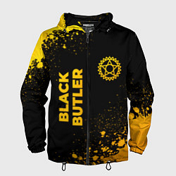 Ветровка с капюшоном мужская Black Butler - gold gradient: надпись, символ, цвет: 3D-черный