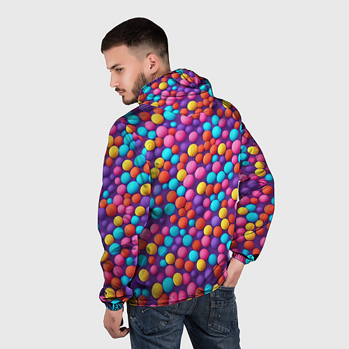 Мужская ветровка Паттерн разноцветные шарики - нейросеть / 3D-Черный – фото 4