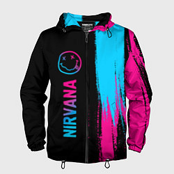 Ветровка с капюшоном мужская Nirvana - neon gradient: по-вертикали, цвет: 3D-черный