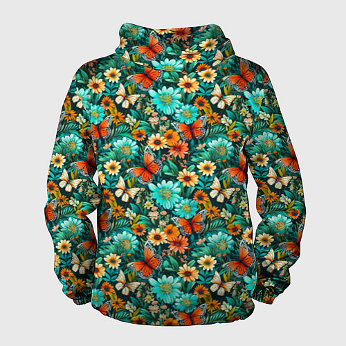Мужская ветровка Бабочки в цветах паттерн / 3D-Черный – фото 2