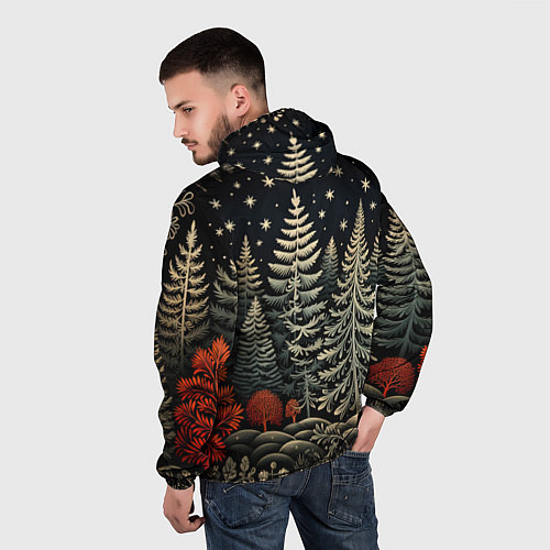 Мужская ветровка Новогоднее настроение лес / 3D-Черный – фото 4