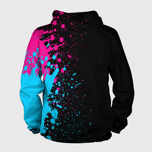 Мужская ветровка AC DC - neon gradient по-вертикали / 3D-Черный – фото 2