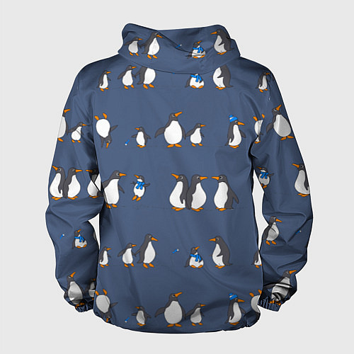 Мужская ветровка Забавное семейство пингвинов / 3D-Белый – фото 2
