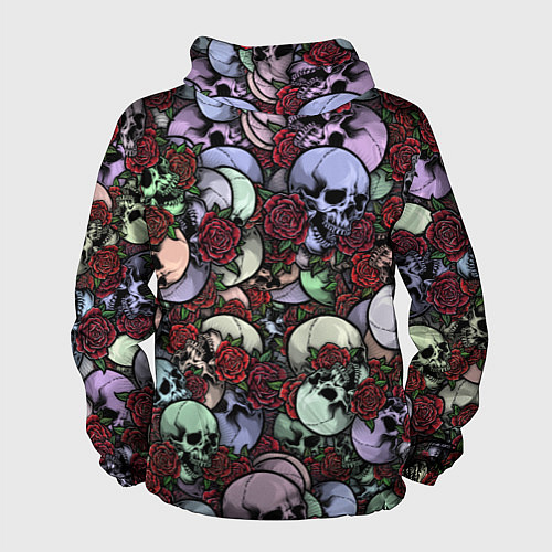 Мужская ветровка Череп с розами паттерн / 3D-Белый – фото 2