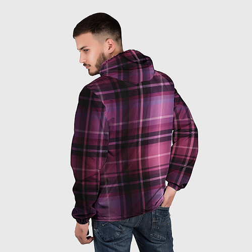 Мужская ветровка Фиолетовая шотландская клетка / 3D-Черный – фото 4