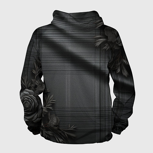 Мужская ветровка Серо-черная шотландская клетка и цветы / 3D-Белый – фото 2