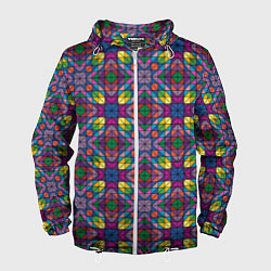 Ветровка с капюшоном мужская Стеклянная мозаика, цвет: 3D-белый