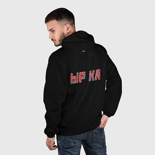 Мужская ветровка Красная ырка на чёрном фоне / 3D-Черный – фото 4