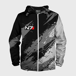 Ветровка с капюшоном мужская N7 - mass effect monochrome, цвет: 3D-белый