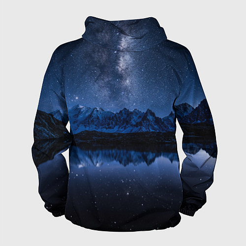 Мужская ветровка Галактическая зимняя ночь в горах / 3D-Белый – фото 2
