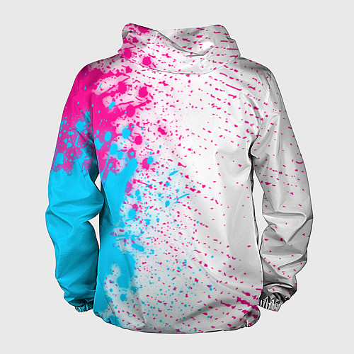 Мужская ветровка Bon Jovi neon gradient style по-вертикали / 3D-Черный – фото 2