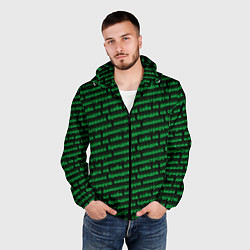 Ветровка с капюшоном мужская Никаких брендов зелёный, цвет: 3D-черный — фото 2