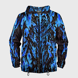 Ветровка с капюшоном мужская Демонический доспех синий, цвет: 3D-черный