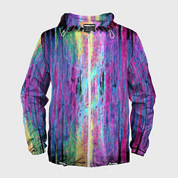 Ветровка с капюшоном мужская Размазанная краска, цвет: 3D-белый