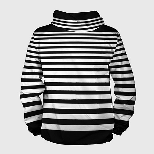 Мужская ветровка Силуэт на чёрно белом полосы / 3D-Белый – фото 2