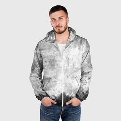 Ветровка с капюшоном мужская Абстракция - black and white spot, цвет: 3D-белый — фото 2