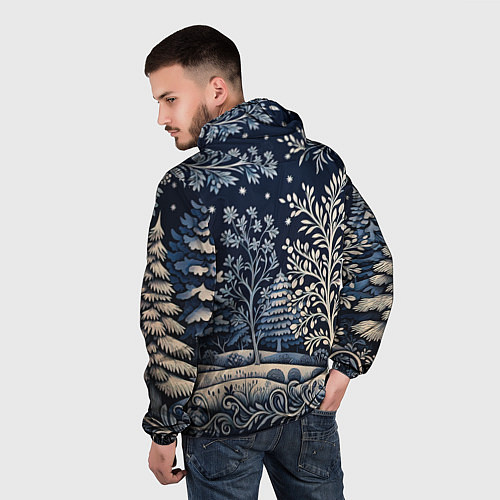 Мужская ветровка Ледяные узоры нового года / 3D-Черный – фото 4