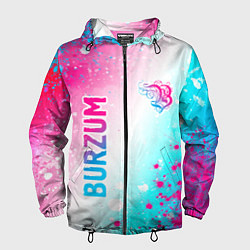 Ветровка с капюшоном мужская Burzum neon gradient style вертикально, цвет: 3D-черный