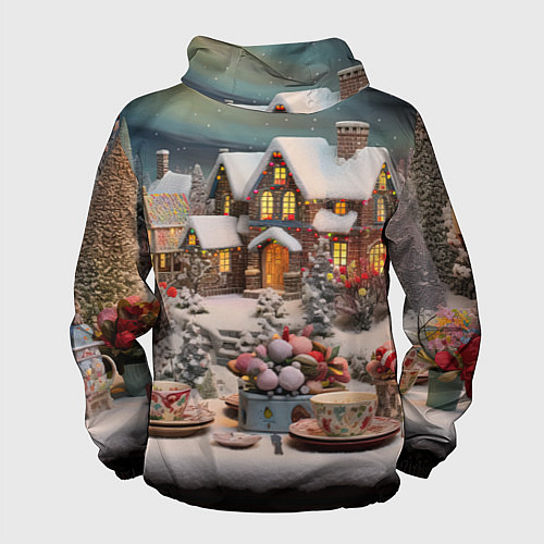 Мужская ветровка Объемные новогодние домики / 3D-Белый – фото 2