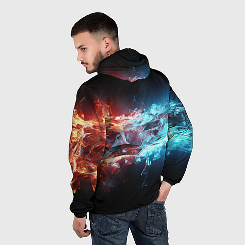 Мужская ветровка Лед и пламя абстракция / 3D-Черный – фото 4