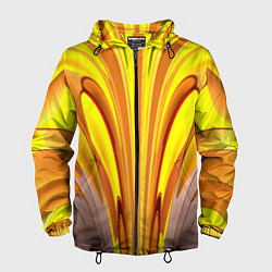 Ветровка с капюшоном мужская Вытянутые желтые полосы, цвет: 3D-черный