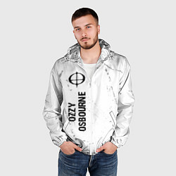 Ветровка с капюшоном мужская Ozzy Osbourne glitch на светлом фоне по-вертикали, цвет: 3D-белый — фото 2